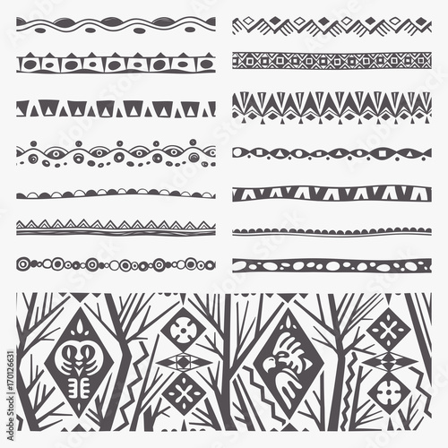 Stylized Ethnical Patterns as Ornamental Divider Borders
