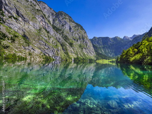 Obersee Lake in the Berchtesgaden National Park  Bavaria