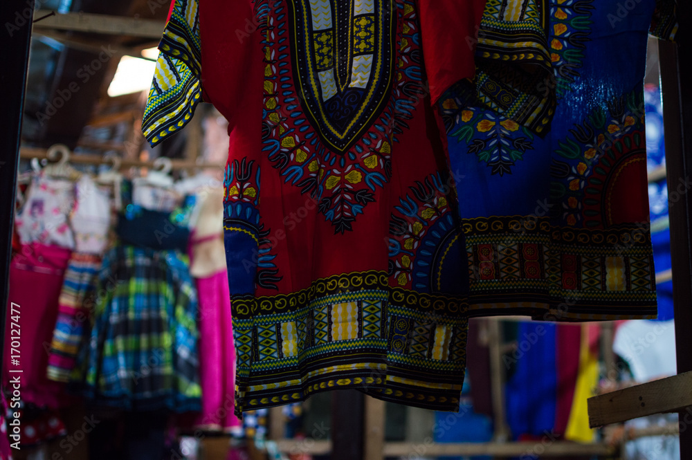 Fototapeta premium Colorful Clothes at Kimironko Market in Kigali, Rwanda