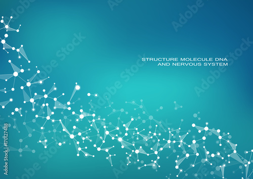 Structure molecule dna and neurons, connected lines with dots, genetic and chemical compounds, vector illustration.