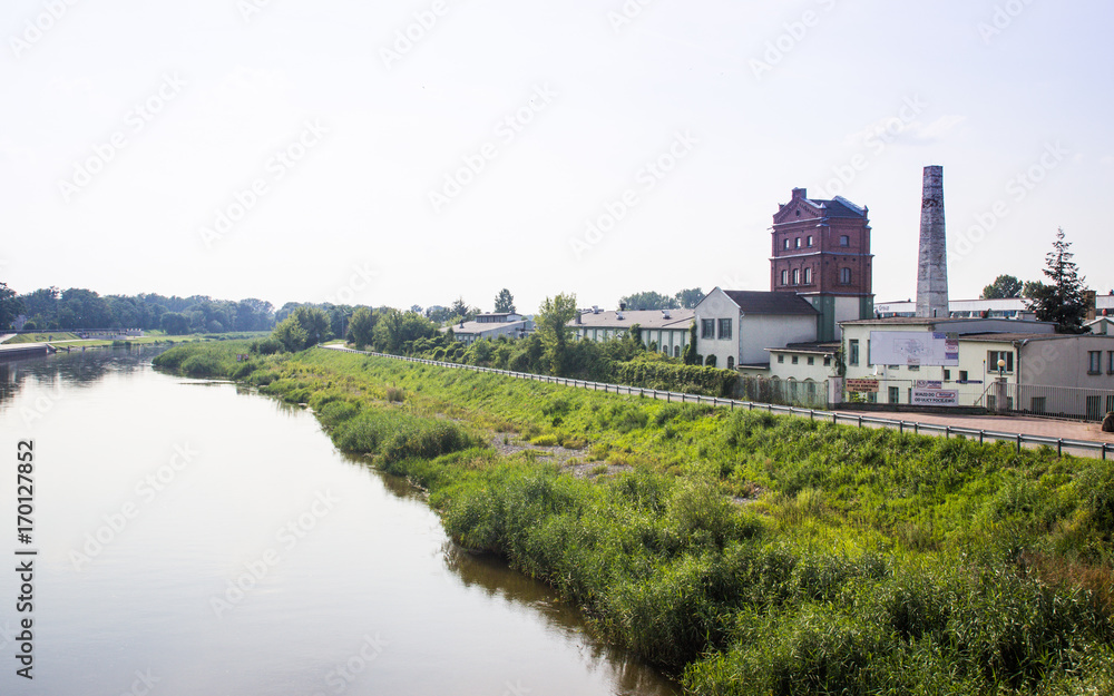 View on embankment of Warta river in polish town Konin. View on embankment of Warta river in polish town Konin.
