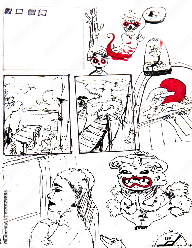 Manga style illustration, sketch Manga style illustration, sketch