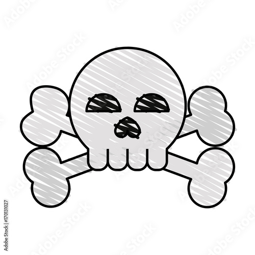 Skull head icon of Death horror and decoration theme Isolated design Vector illustration