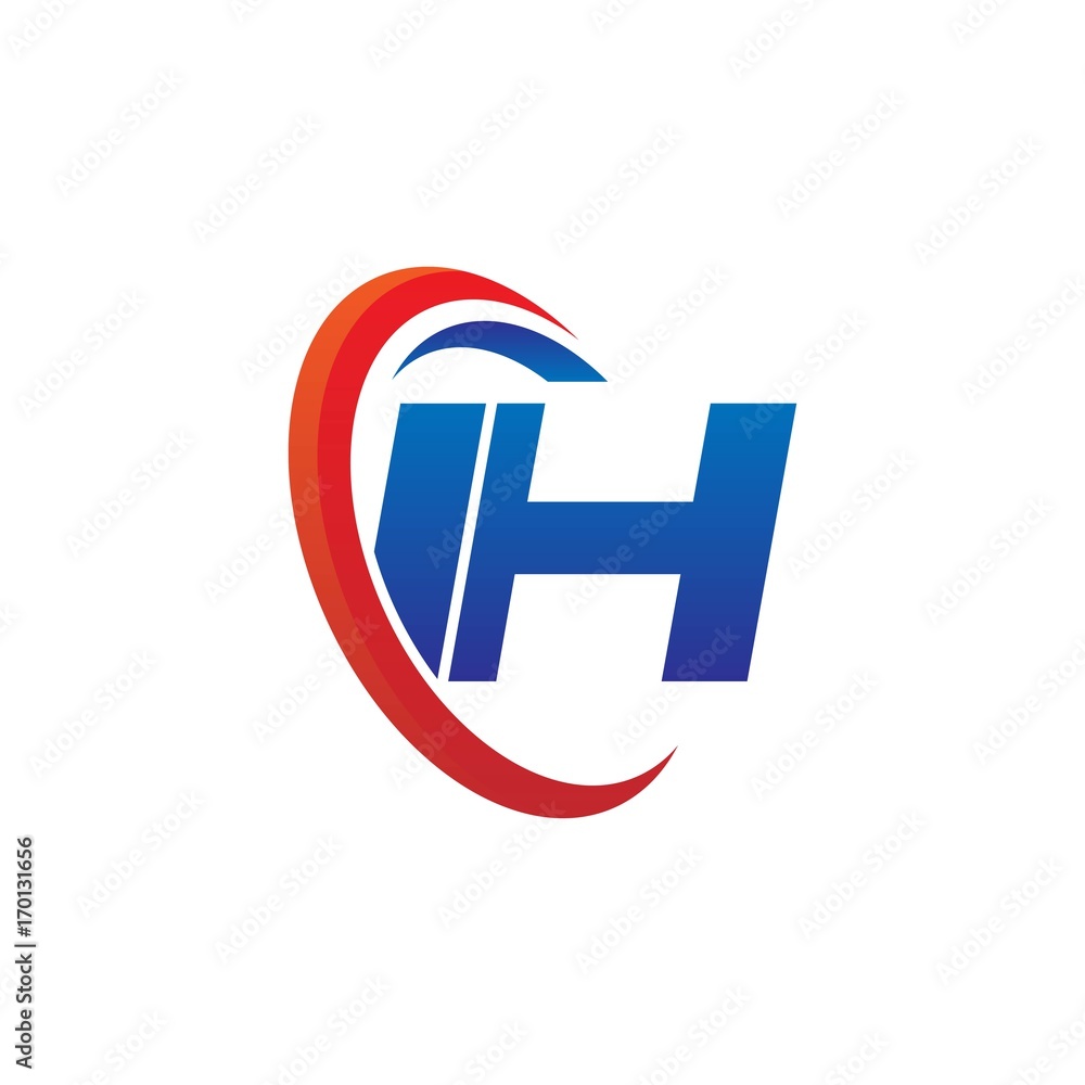 modern dynamic vector initial letters logo ih with circle swoosh red blue modern dynamic vector initial letters logo ih with circle swoosh red blue