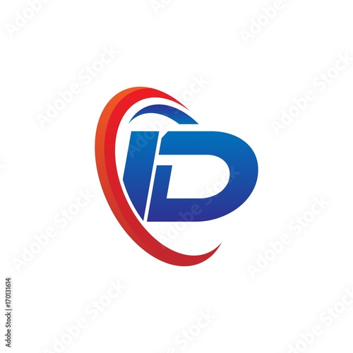 modern dynamic vector initial letters logo id with circle swoosh red blue