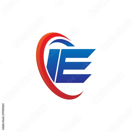 Obraz na plátně modern dynamic vector initial letters logo ie with circle swoosh red blue