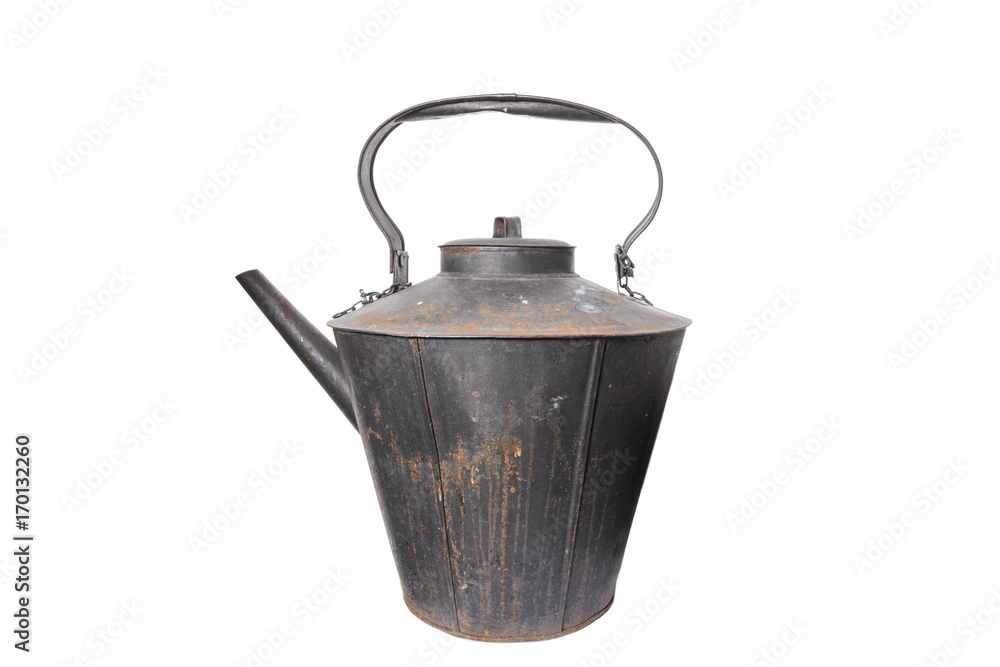 Giant Rustic Cast Iron Kettle, isolated on white Giant Rustic Cast Iron Kettle, isolated on white