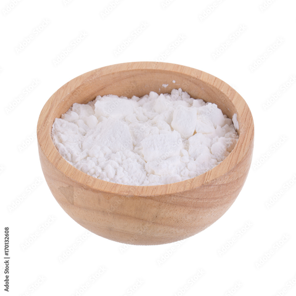 White Corn flour powder a popular food ingredient used in baking and for thickening sauces or soups isolated on white background. White Corn flour powder a popular food ingredient used in baking and for thickening sauces or soups isolated on white background.
