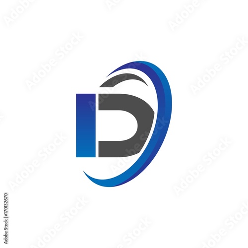 vector initial logo letters id with circle swoosh blue gray