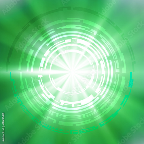 abstract green light ray brust vector background