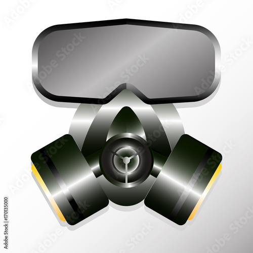 gas mask warning sign isolated