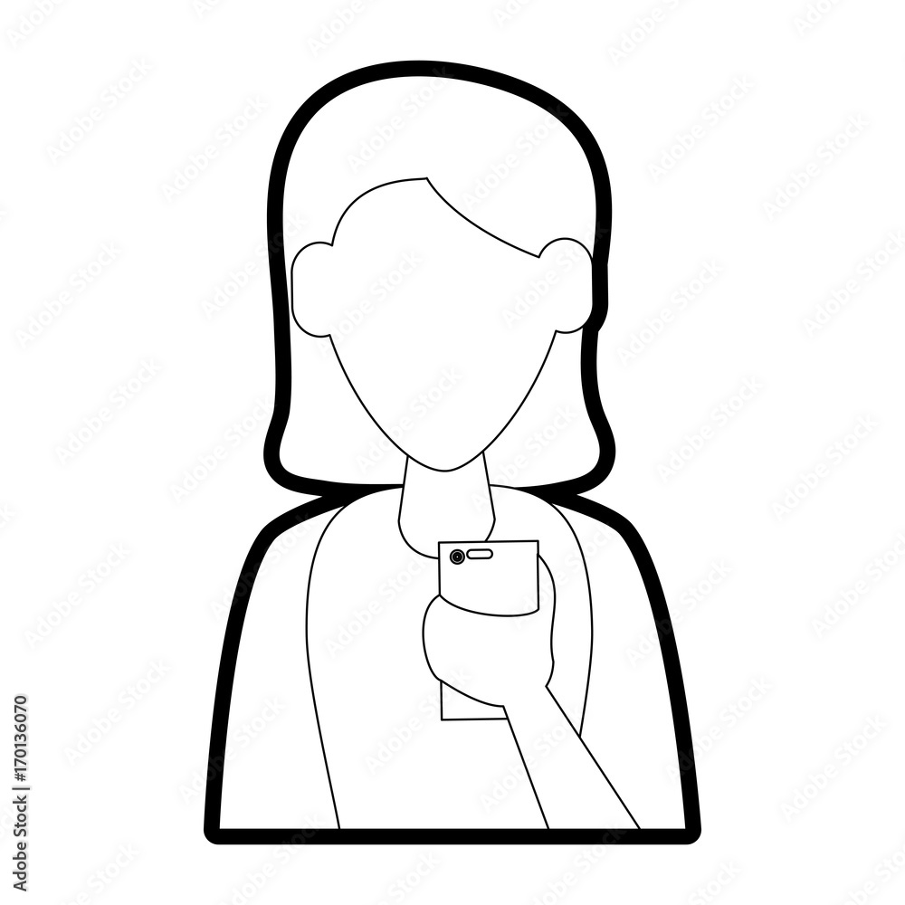 Girl with smartphone of device gadget technology and electronic theme Isolated design Vector illustration Girl with smartphone of device gadget technology and electronic theme Isolated design Vector illustration