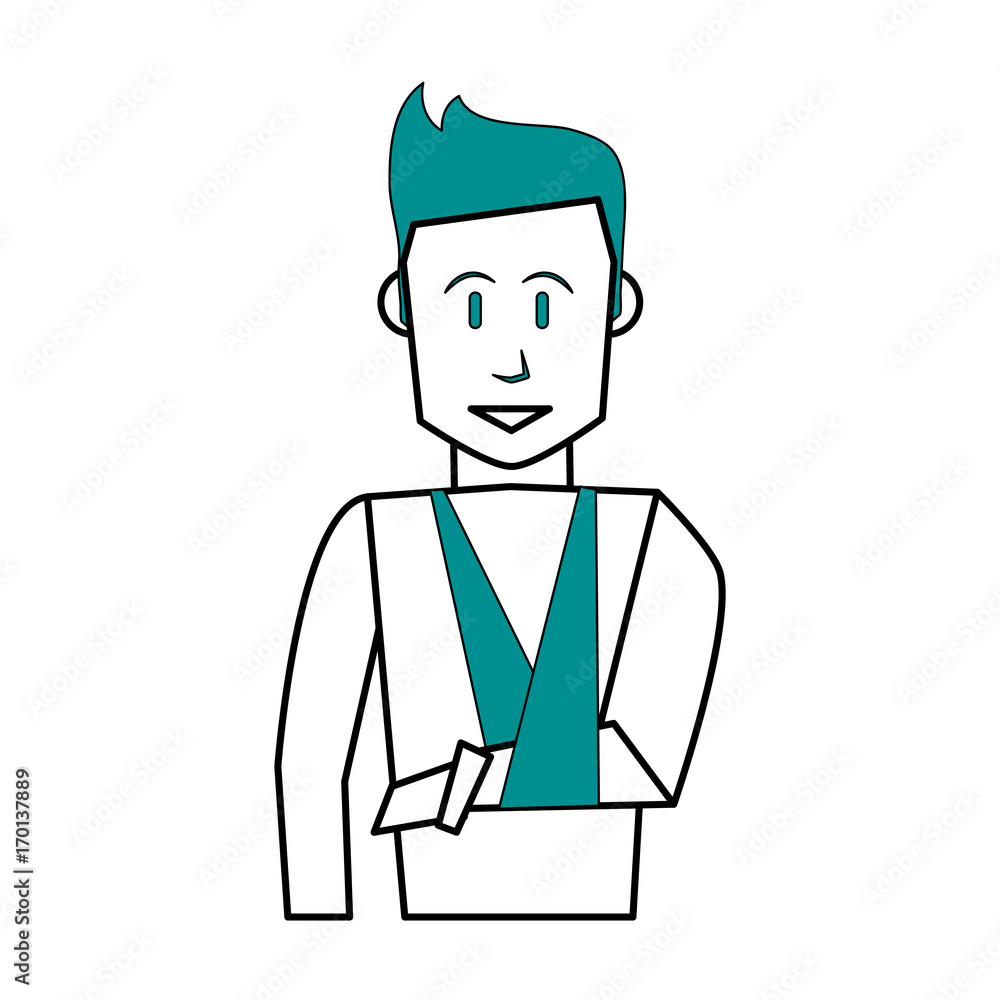 Man with a broken arm of medical and healthcare theme Isolated design Vector illustration Man with a broken arm of medical and healthcare theme Isolated design Vector illustration