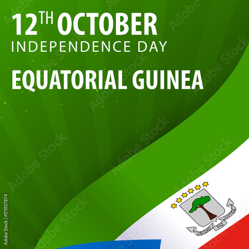 Independence day of Equatorial Guinea. Flag and Patriotic Banner.
