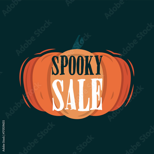 Spooky halloween tittle on a pumpkin.