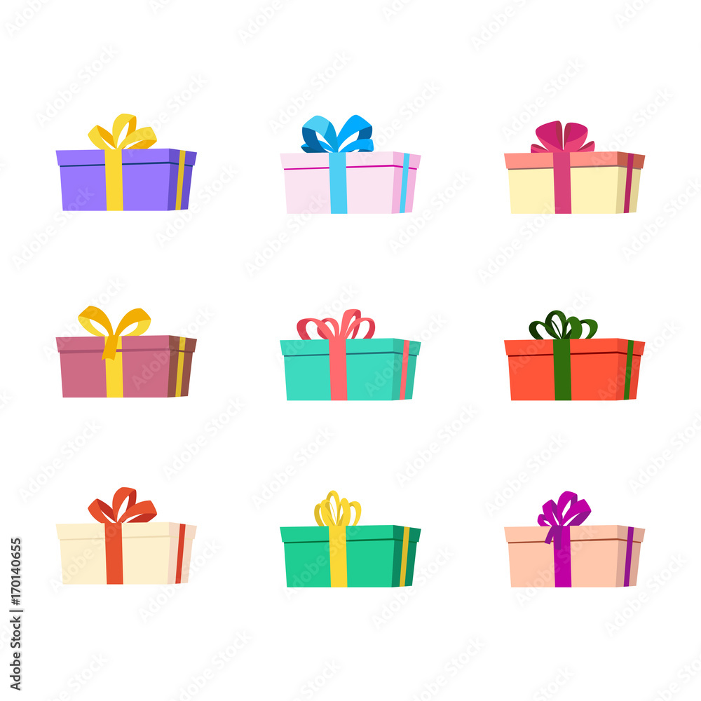 Gift set, christmas gifts on white background Gift set, christmas gifts on white background