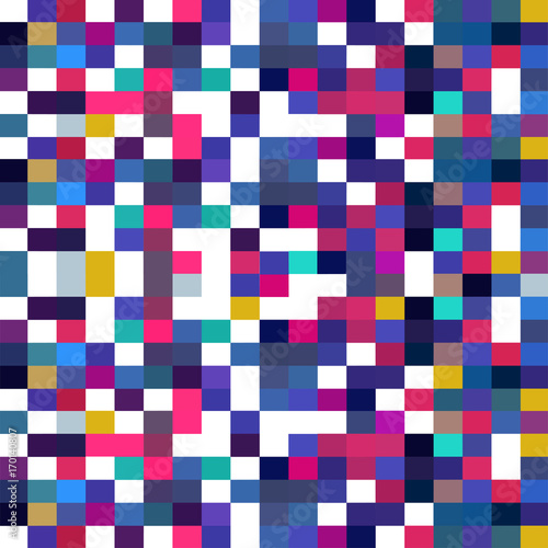 Colorful pixel mosaic seamless pattern. Repeating texture with multiple colors square dots.
