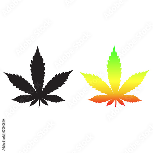 Cannabis (marijuana) leaf icons set in different style isolated on white background