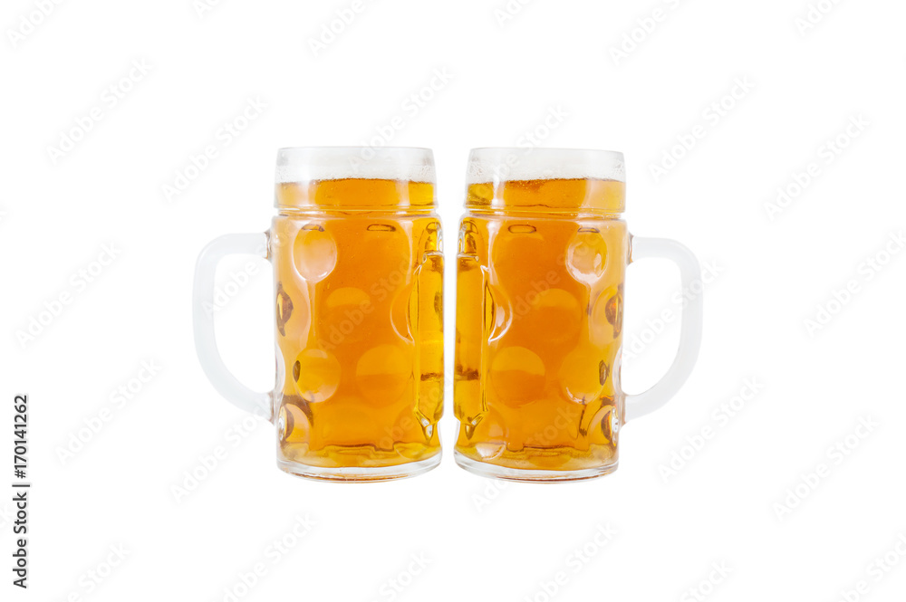 Two goblet of beer isolated on white. Two goblet of beer isolated on white.