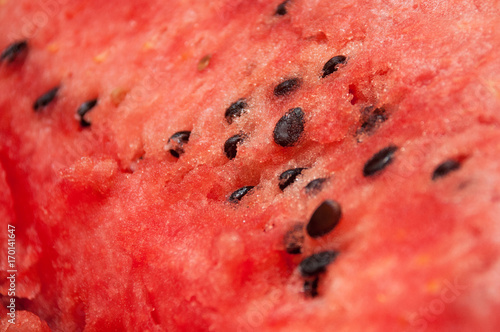 Red middle of fresh watermelon with seeds close-up