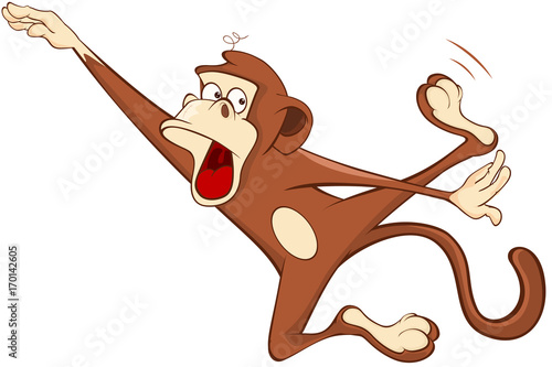  Illustration of a Cute Monkey. Cartoon Character