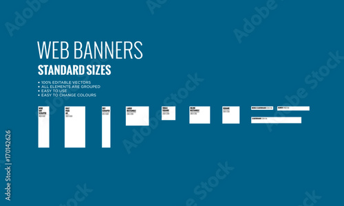 Standard Size Vector Web Banners Set For Website Advertising