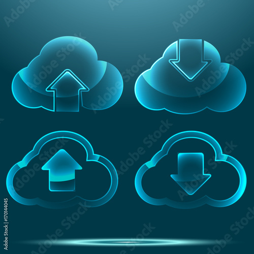 Transparent upload and download from cloud icon