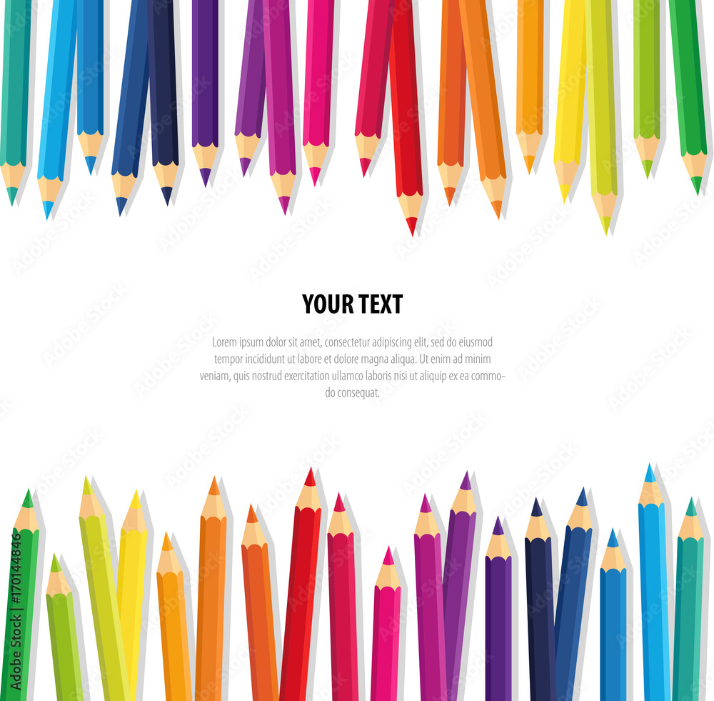Obraz premium Vector banner collection crayons colored pencil loosely arranged with space for write text