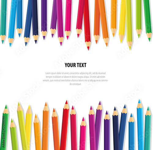 Vector banner collection crayons colored pencil loosely arranged with space for write text