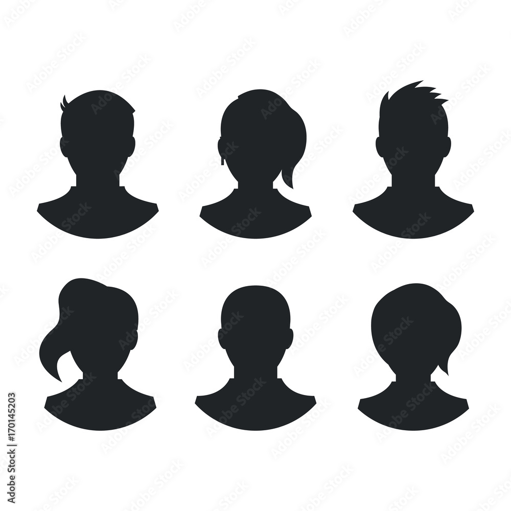 People Silhouettes Set Black Men And Women Head Silhouettes Head And People Silhouettes Set Black Men And Women Head Silhouettes Head And