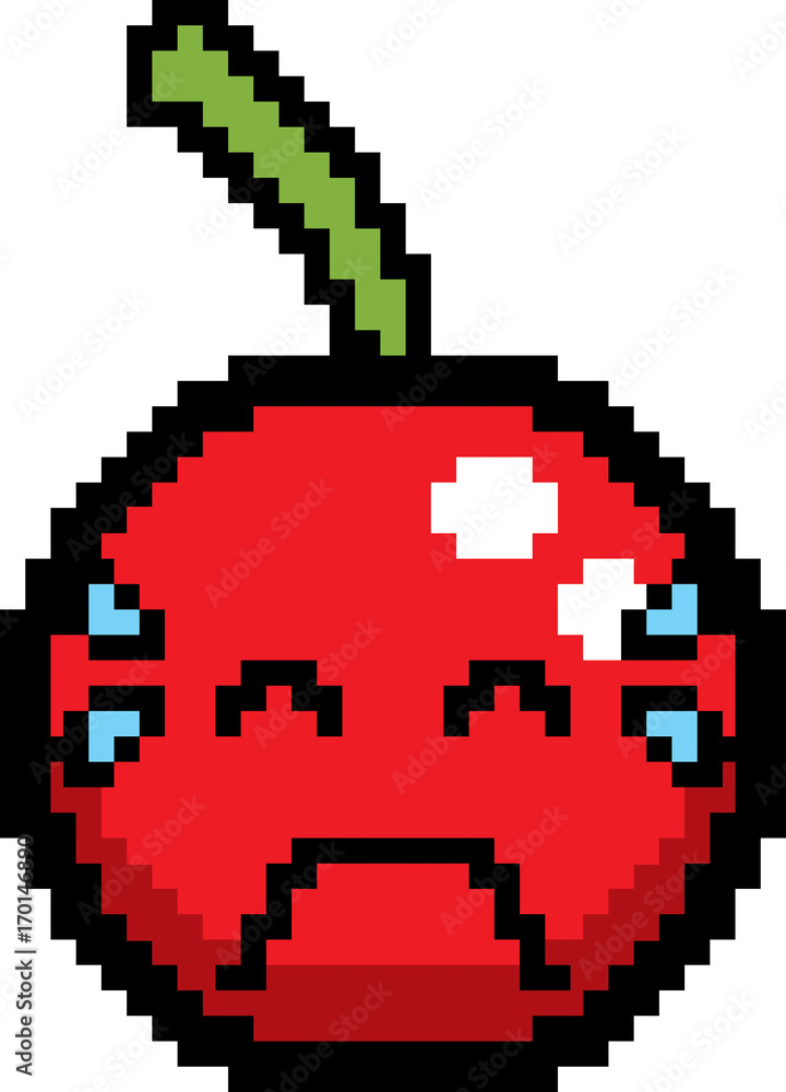 Crying 8-Bit Cartoon Cherry Crying 8-Bit Cartoon Cherry