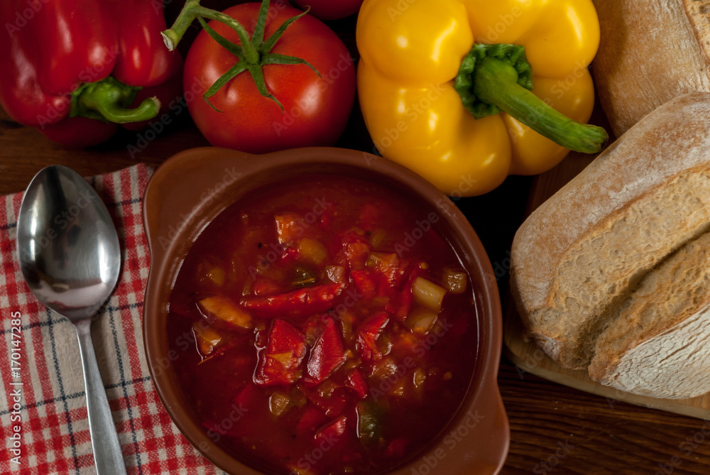 Leczo, tomato paprika soup and sausage Leczo, tomato paprika soup and sausage