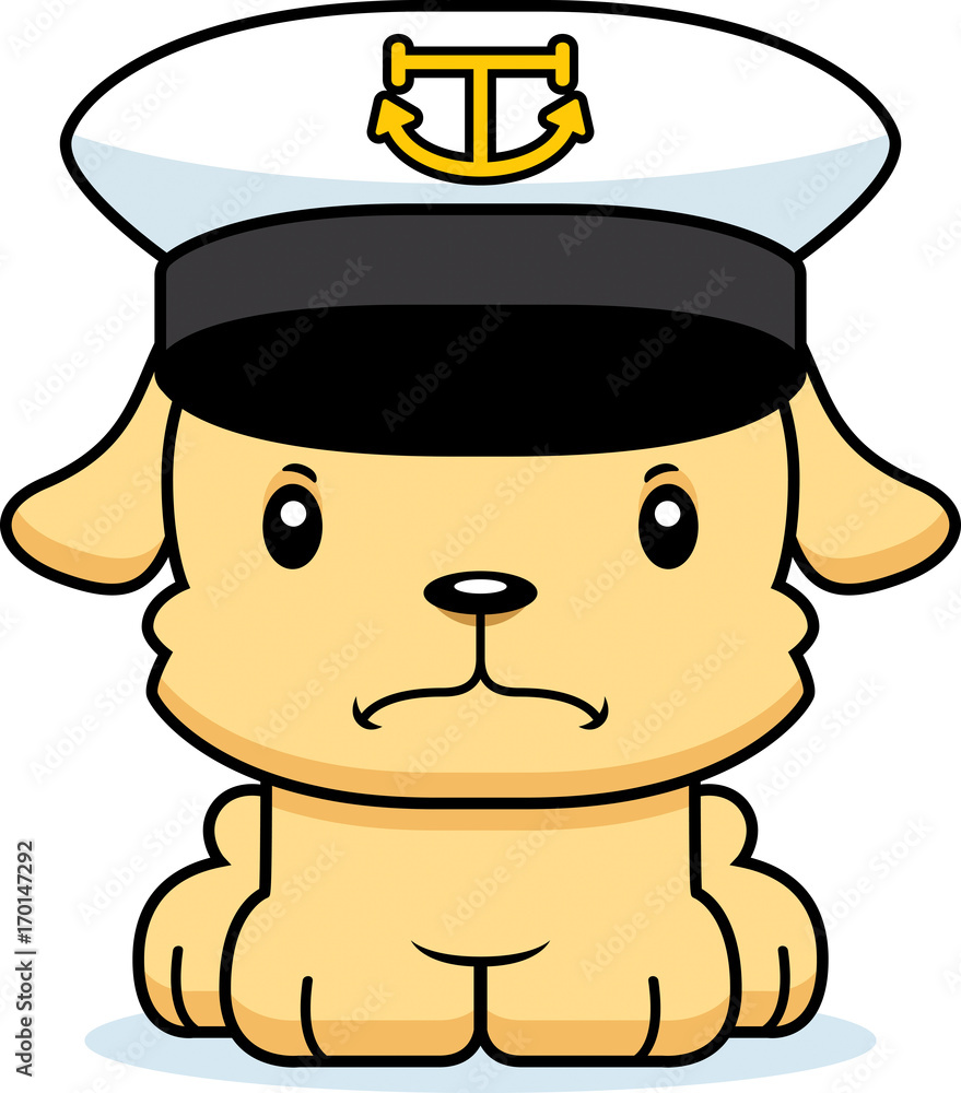 Cartoon Angry Boat Captain Puppy