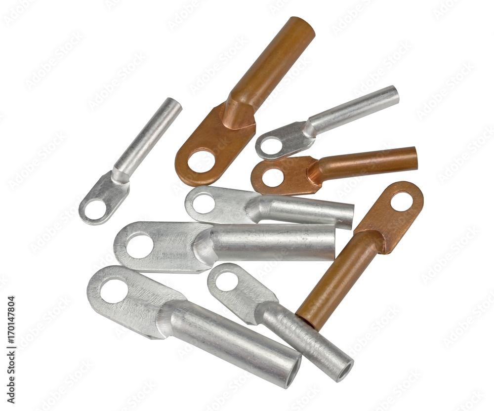 Electric terminals of different size on white Electric terminals of different size on white