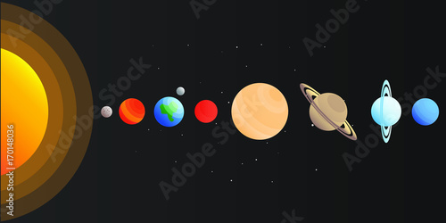 Vector illustration of our Solar System with gradient planets.