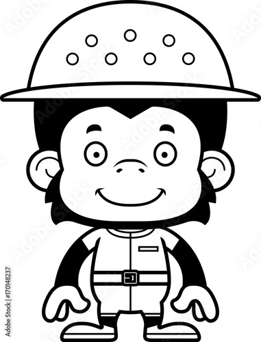 Cartoon Smiling Zookeeper Chimpanzee