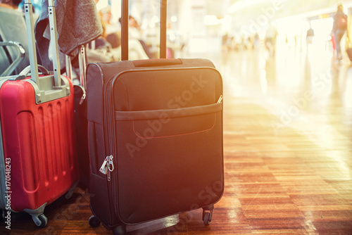 close up on luggage at the airport photo