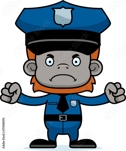 Cartoon Angry Police Officer Orangutan