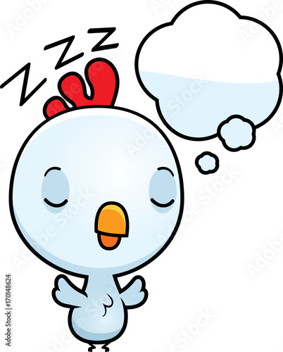 Cartoon Baby Rooster Dreaming