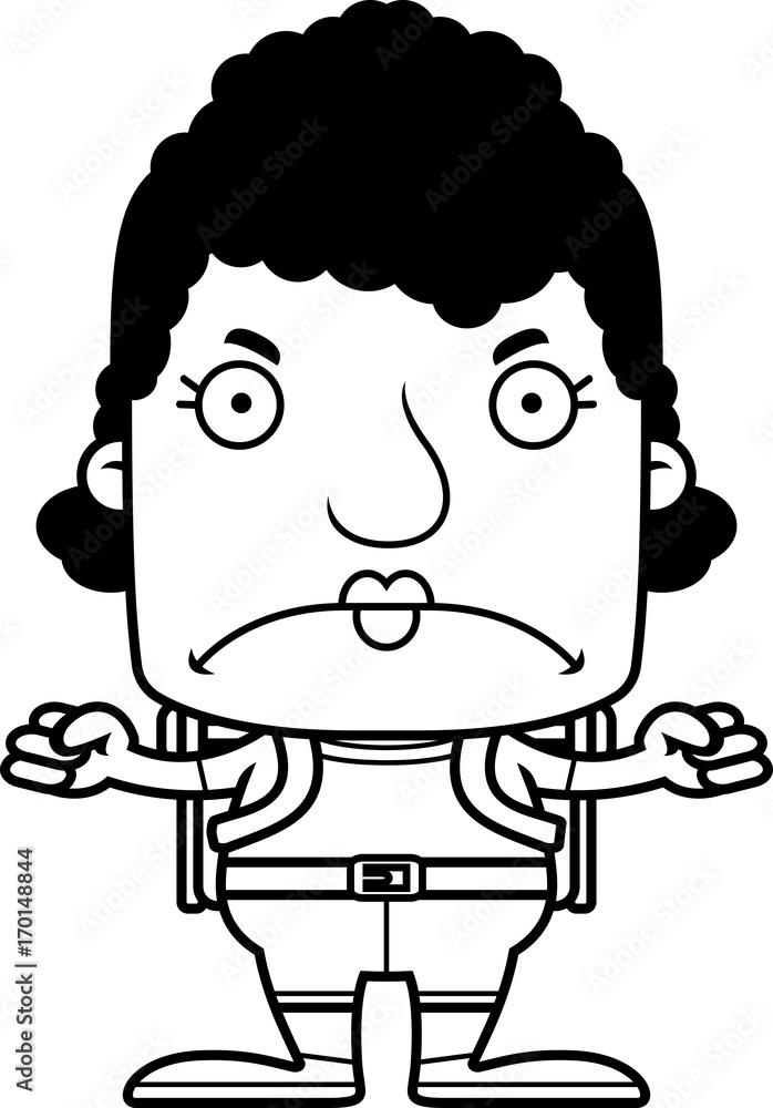 Cartoon Angry Hiker Woman