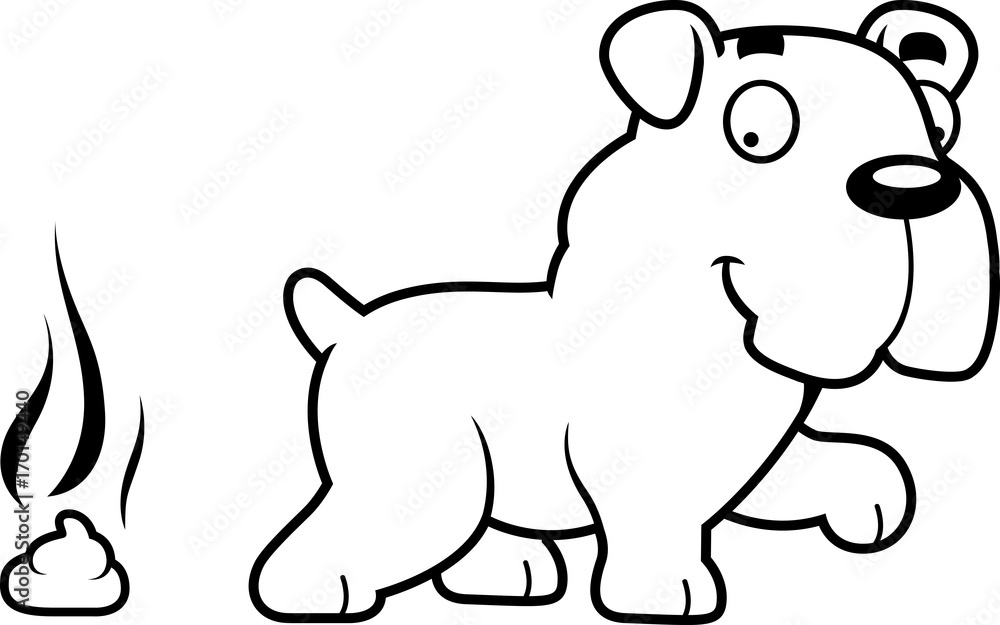 Obraz premium Cartoon Bulldog Poop