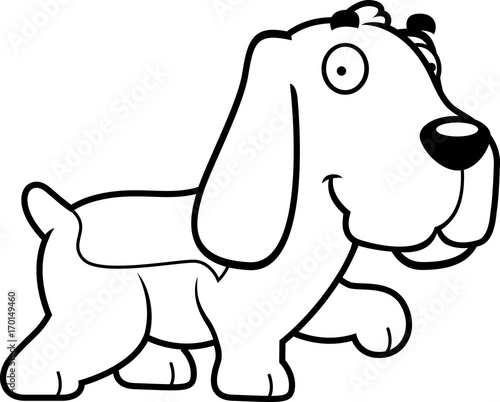 Cartoon Basset Hound Walking