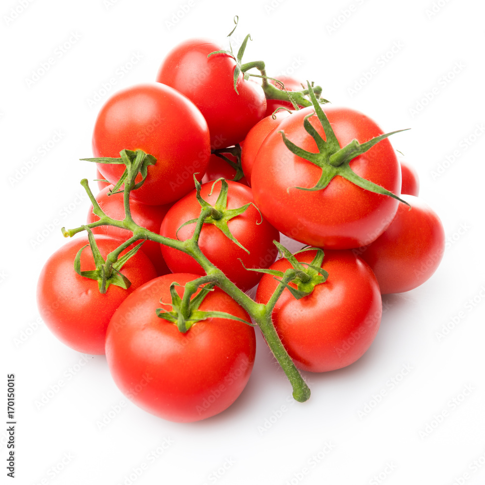 tomato isolated on white background.  Bunch of fresh tomatoes