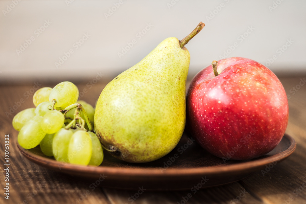 fruit plate grapes apple plum pear fruit plate grapes apple plum pear
