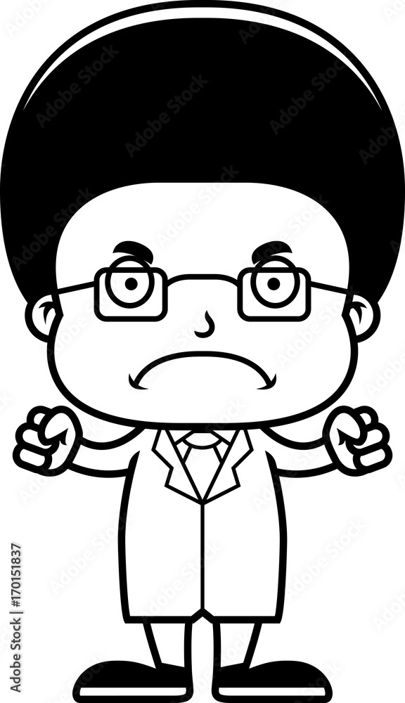 Cartoon Angry Scientist Boy