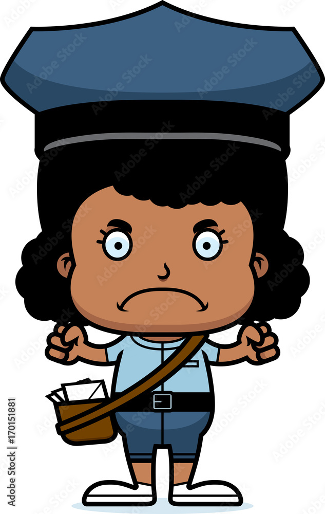 Cartoon Angry Mail Carrier Girl