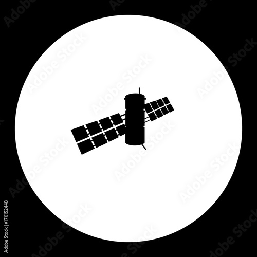 space satellite simple silhouette black icon eps10