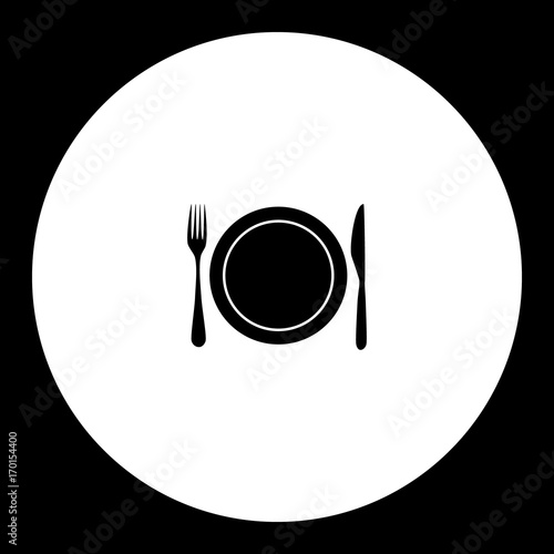 plate and cutlery simple silhouette black icon eps10