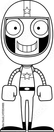 Cartoon Smiling Race Car Driver Robot