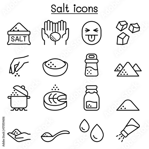 Salt icon set in thin line style
